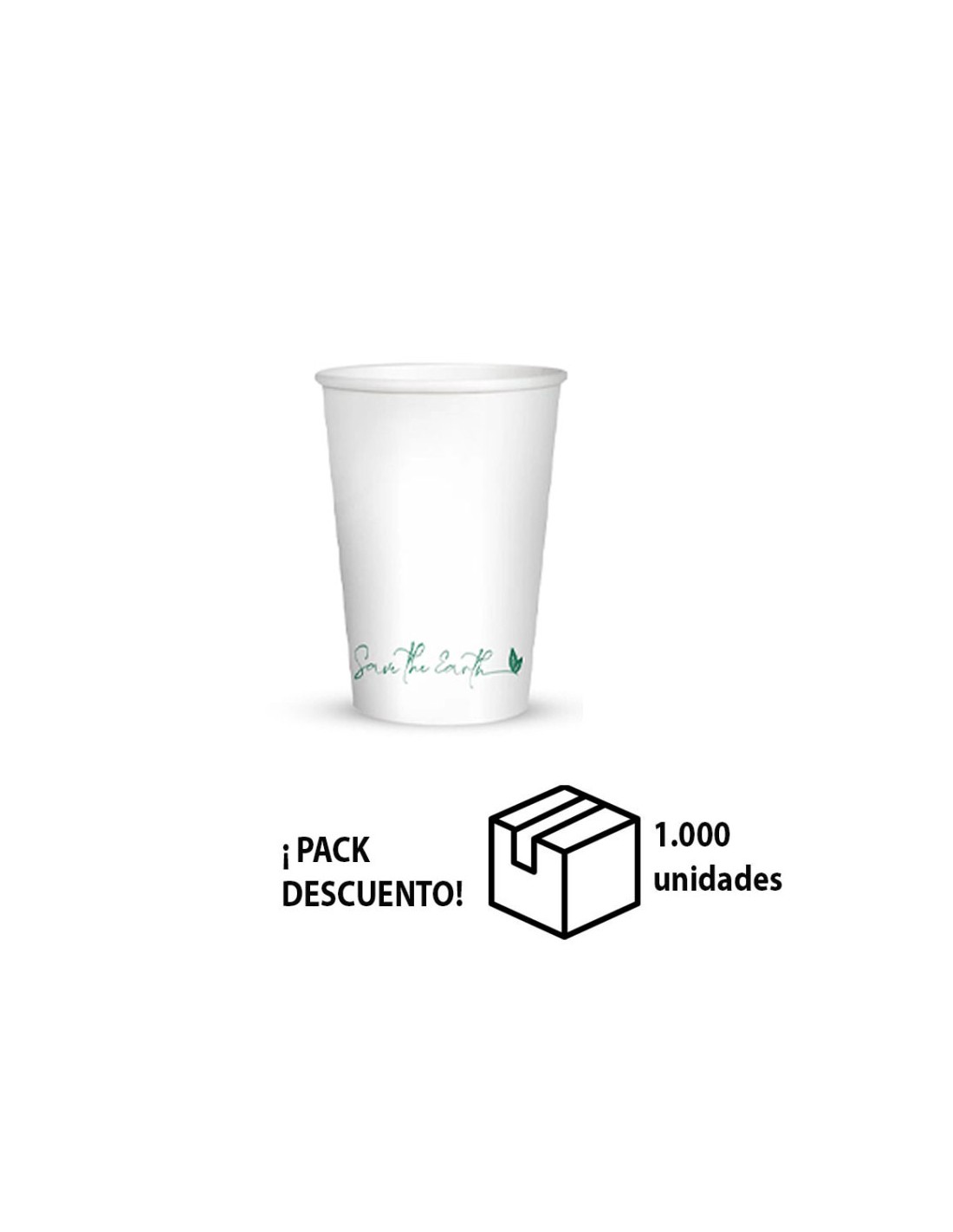 CAJA VASO DE PAPEL DESECHABLE BLANCO (PACK 1000 UN)