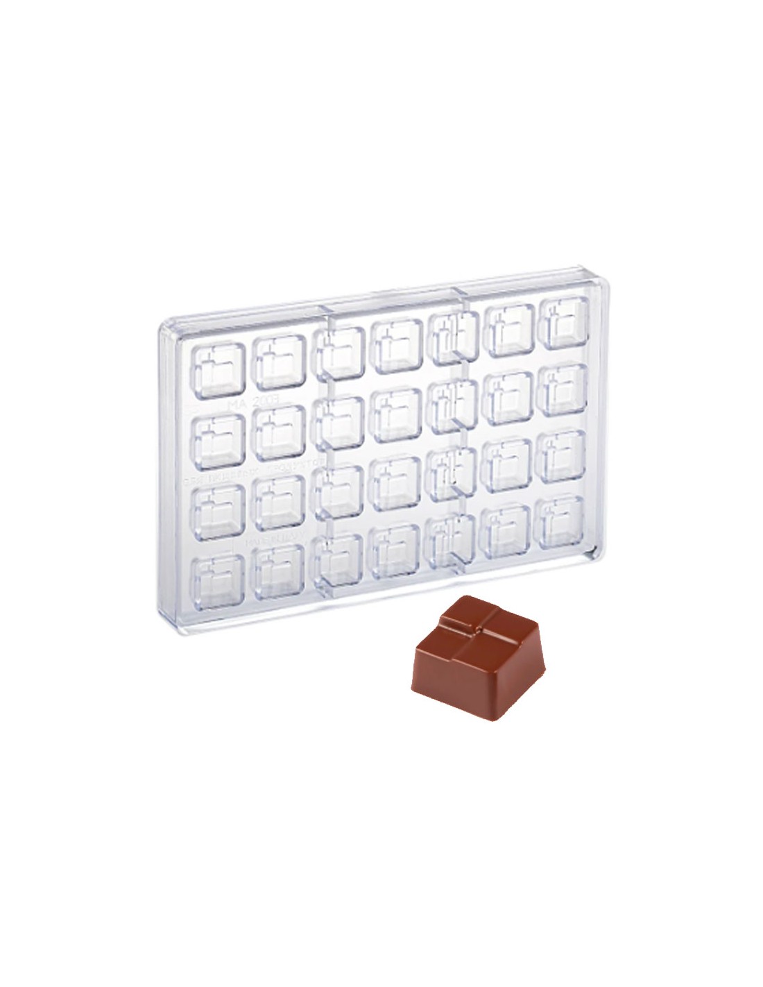 Molde de policarbonato para bombones de chocolate con relieve escalonado