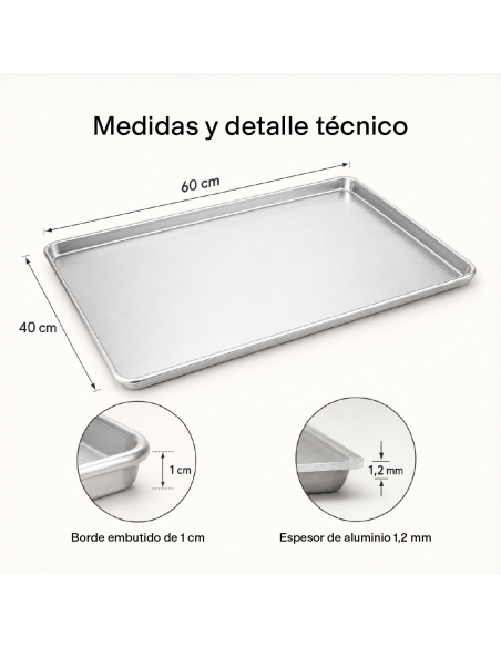 BANDEJA HORNO ALUMINIO 1,2mm 60X40 EMBUTIDA