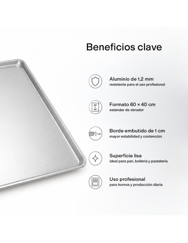 BANDEJA HORNO ALUMINIO 1,2mm 60X40 EMBUTIDA