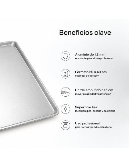 BANDEJA HORNO ALUMINIO 1,2mm 60X40 EMBUTIDA