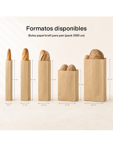 BOLSA PAPEL KRAFT PARA PAN (PACK 1000 UN)