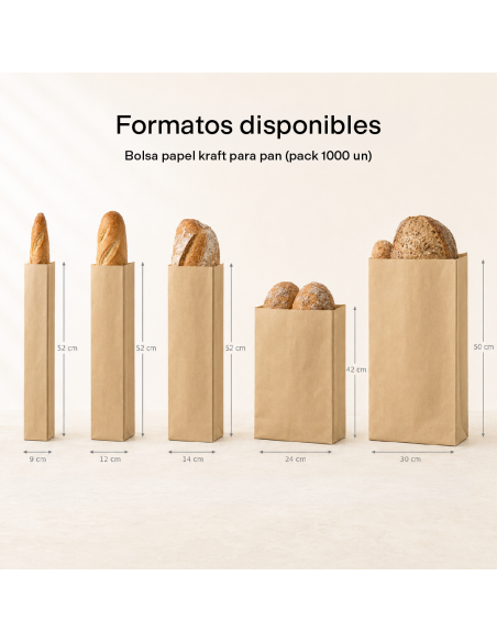 BOLSA PAPEL KRAFT PARA PAN (PACK 1000 UN)