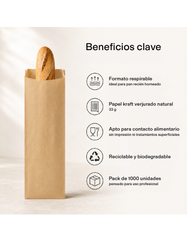 BOLSA PAPEL KRAFT PARA PAN (PACK 1000 UN)