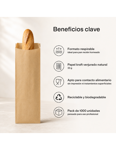 BOLSA PAPEL KRAFT PARA PAN (PACK 1000 UN)