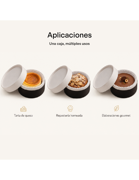 CAJA LUXURY DE CARTÓN BICOLOR PARA TARTAS DE QUESO Ø13x7 cm (PACK 5 UN)