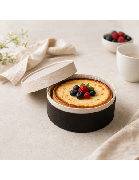 CAJA LUXURY DE CARTÓN BICOLOR PARA TARTAS DE QUESO Ø13x7 cm (PACK 5 UN)