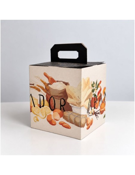 Caja para panettone con asas personalizada
