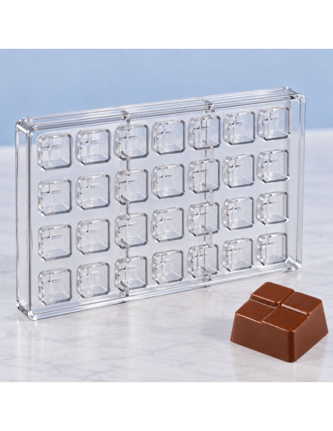 Molde de policarbonato para bombones de chocolate con relieve escalonad