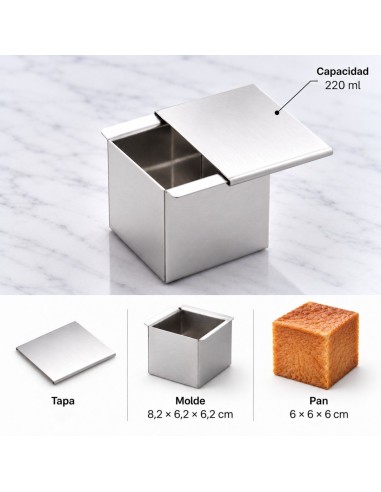 MOLDE CUBO CUADRADO ACERO INOXIDABLE 6x6 CM