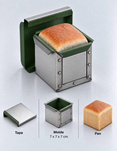 MOLDE TEFLONADO INDIVIDUAL CON TAPA PARA PAN DE...