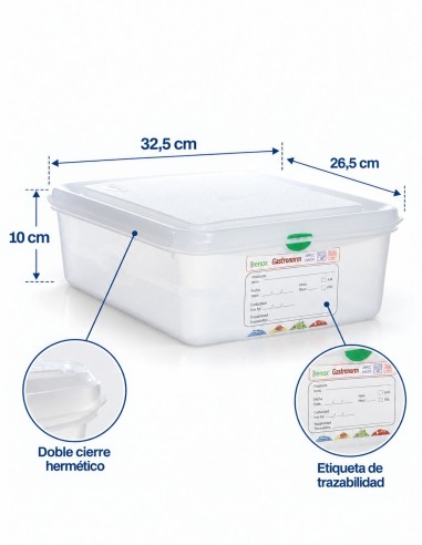 Hermético gastronorm plástico GN 1/2 6,5 litros
