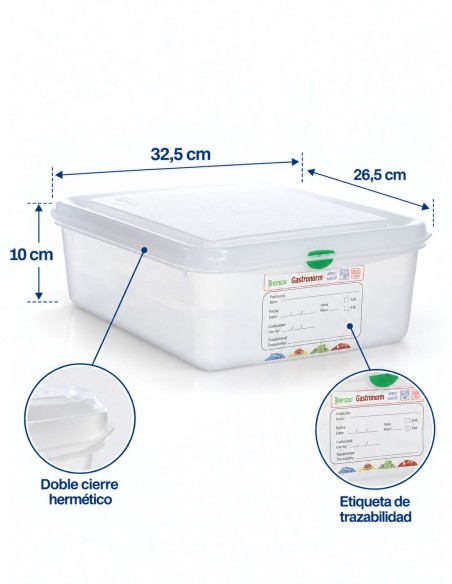 Hermético gastronorm plástico GN 1/2 6,5 litros