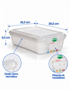HERMÉTICO GASTRONORM PLÁSTICO GN 1/4 2