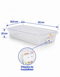 CONTENEDOR NO HERMÉTICO GASTRONORM PLÁSTICO GN 1/1 2